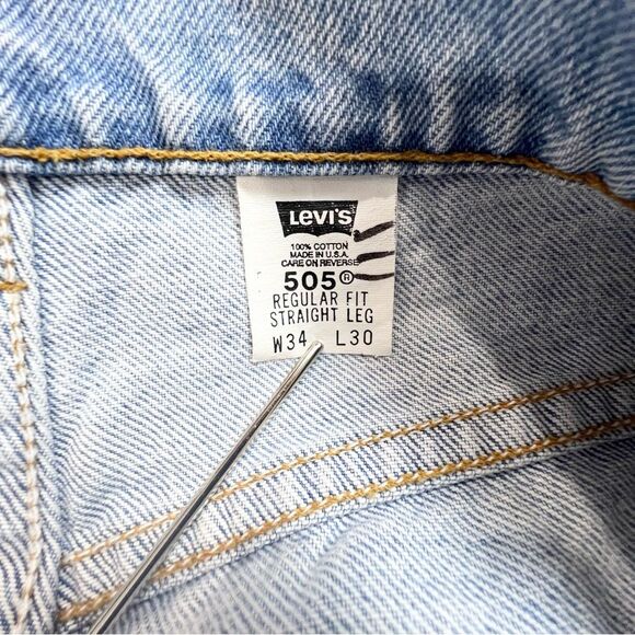 Vtg Levi’s 505 Regular Fit Straight Leg Orange Tab Tagged 34x30 Light Wash 32x30 - Picture 8 of 11